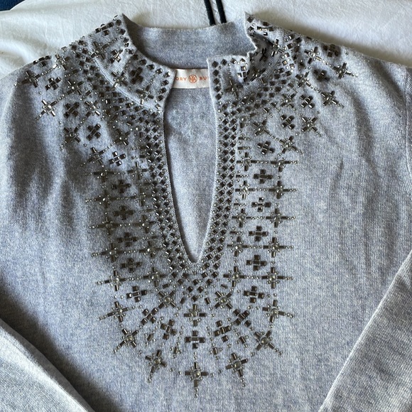 Flash sale today Tory Burch light weight crystal sweater - Picture 2 of 7